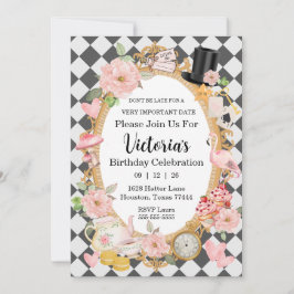 Var inte sen Rosa Födelsedagsfest inbjudan