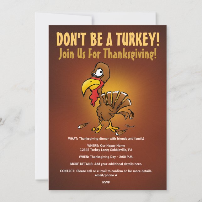 Var inte Turkiet en rolig thanksgivinginbjudan Inbjudningar (Framsida)