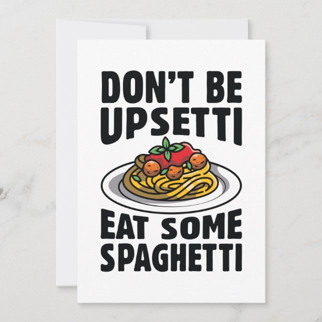 Var inte upprörande och ät lite spaghetti tack kort (Framsida)