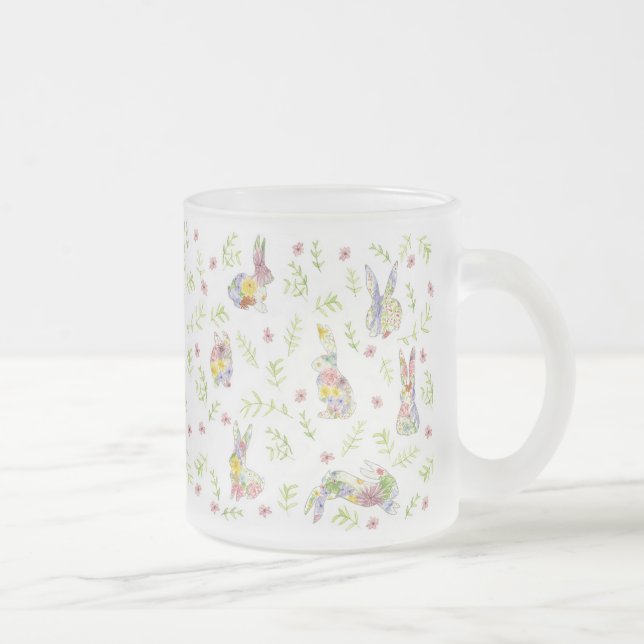 Vår Into Vår Bunny Rabbit Wildblomglas Frostad Glasmugg (Höger)