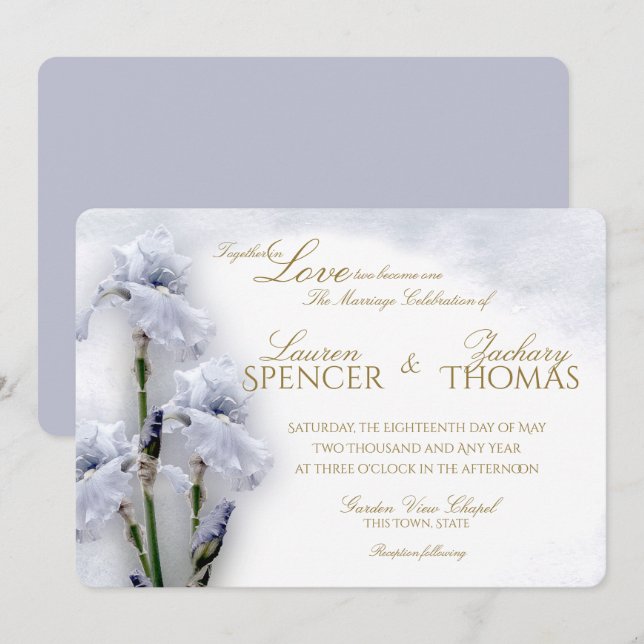 Vår Iris Garden Wedding Inbjudningar (Fram/baksida)