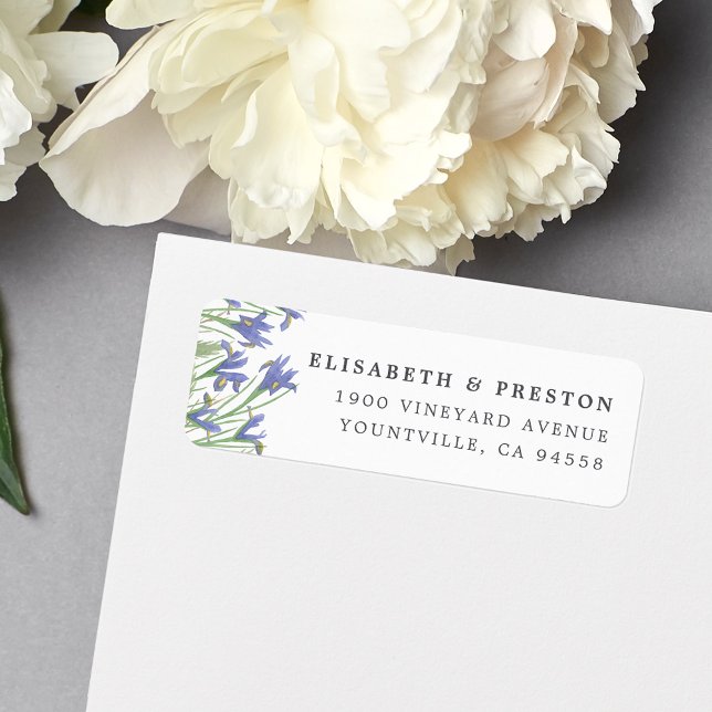 Vår Iris | Returadress för Blommigt av vattenfärg Etikett (Skapare uppladdad)