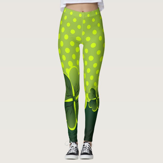 Var iriska för en dag - Shamrock & Polka-Dots - Leggings (Framsida)
