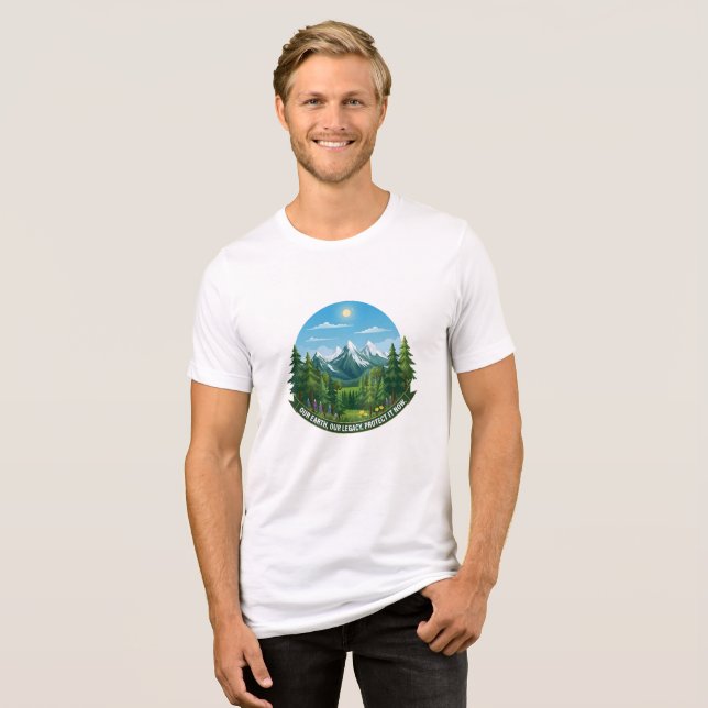 Vår jord & arv Natur Landskap Ekologisk medvetenhe T Shirt (Framsida Full)
