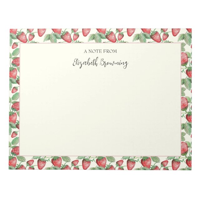 Vår Jordgubbar Hand-Illustrated Strawberry Anteckningsblock (Framsida)