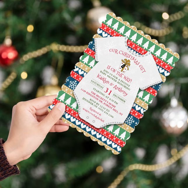 Vår julklapp är på väg! Baby Shower Inbjudningar (Skapare uppladdad)