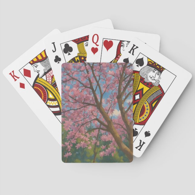 Vår-kanopi - Blommar Träd & Blå himmel-målning Casinokort (Baksidan)