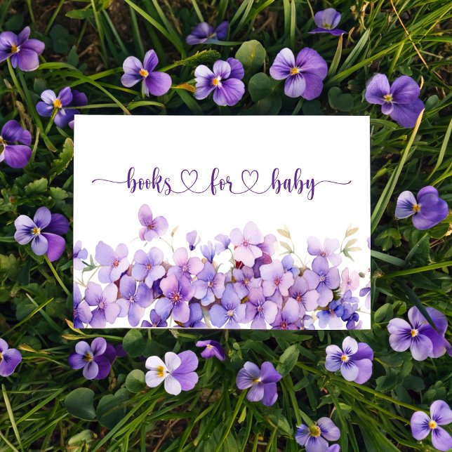 Vår-känsliga violetta blommor bokar för baby tilläggskort (Spring Delicate Violet Flowers books for baby Enclosure Card)