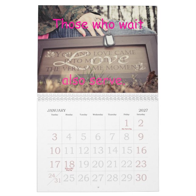 Vår kärlek är den militära starka kalendern kalender (Jan 2027)