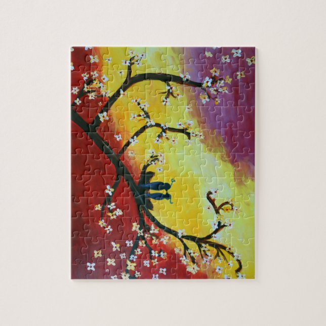 Vår Kärlek, fåglar och Blommar Pussel (Vertikal)