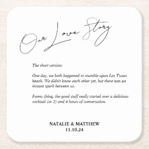 Vår Kärlek-story Bröllop Napkins Underlägg Papper Kvadrat