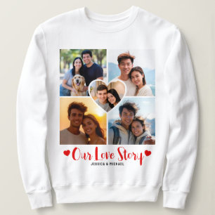 Vår kärlekshistoria Anpassad hjärtformad fotokolla T Shirt