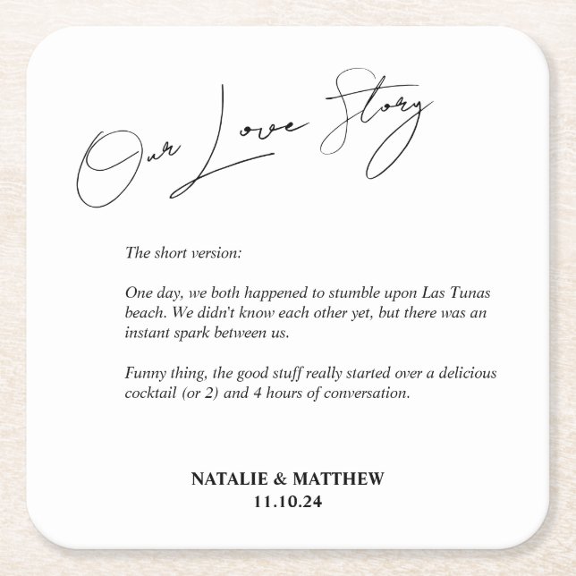 Vår Kärlekshistoria Bröllopsservetter Underlägg Papper Kvadrat (Framsidan)