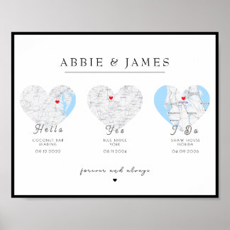 Vår kärleksresa Plats Karta Par Jubileum Poster