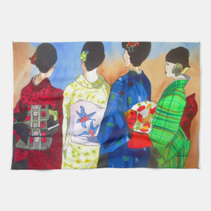 Vår kimono japansk Geisha art Kökshandduk