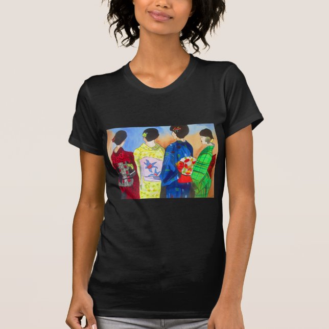 Vår kimono Japansk Geisha konst T Shirt (Framsida)
