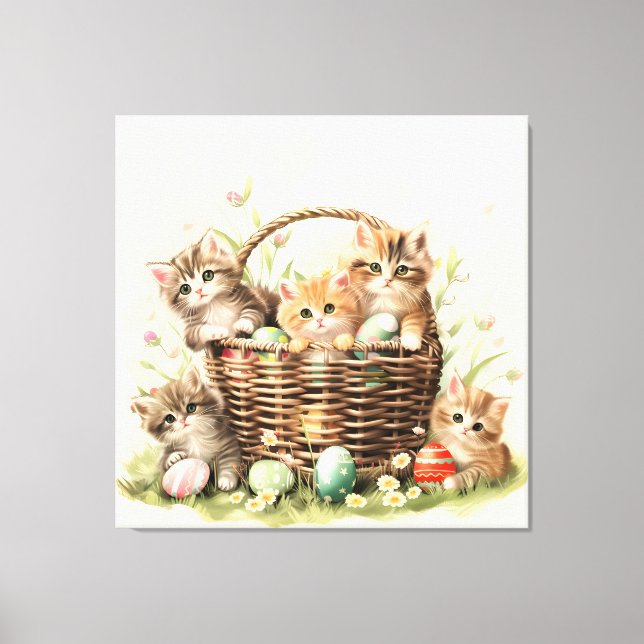 Vår Kitten Påsk Basket Canvastryck (Framsida)