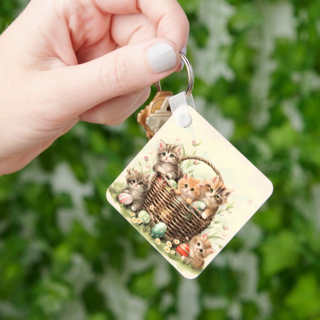 Vår Kitten Påsk Basket Nyckelring (Hand)