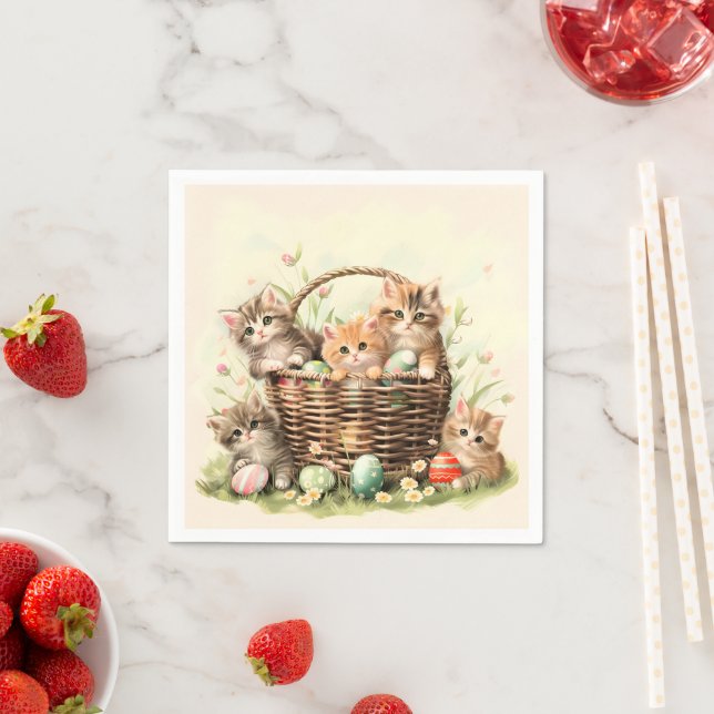 Vår Kitten Påsk Basket Pappersservett (Insitu)