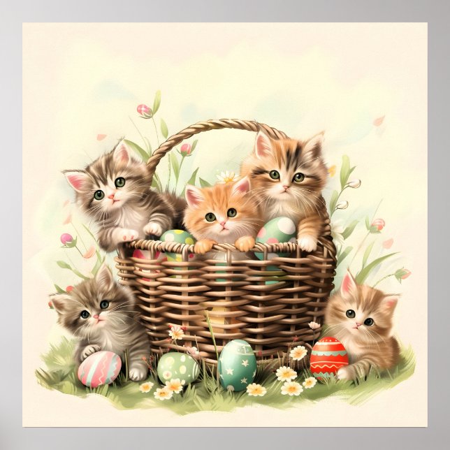 Vår Kitten Påsk Basket Poster (Framsidan)