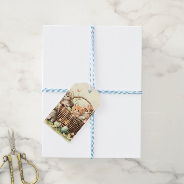 Vår Kitten Påsk Basket Presentetikett (Med Snöre)