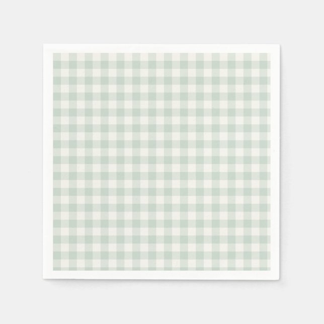 Vår Klassisk Gingham | Dämpad Salvia Pappersservett (Framsidan)
