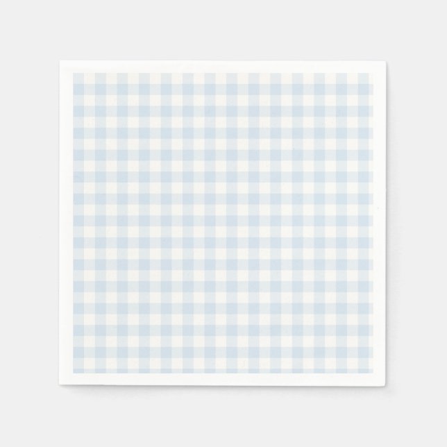Vår Klassisk Gingham | Puderblå Pappersservett (Framsidan)