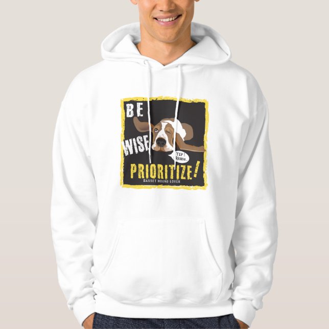 Var klok, prioritera hoodie (Framsida)