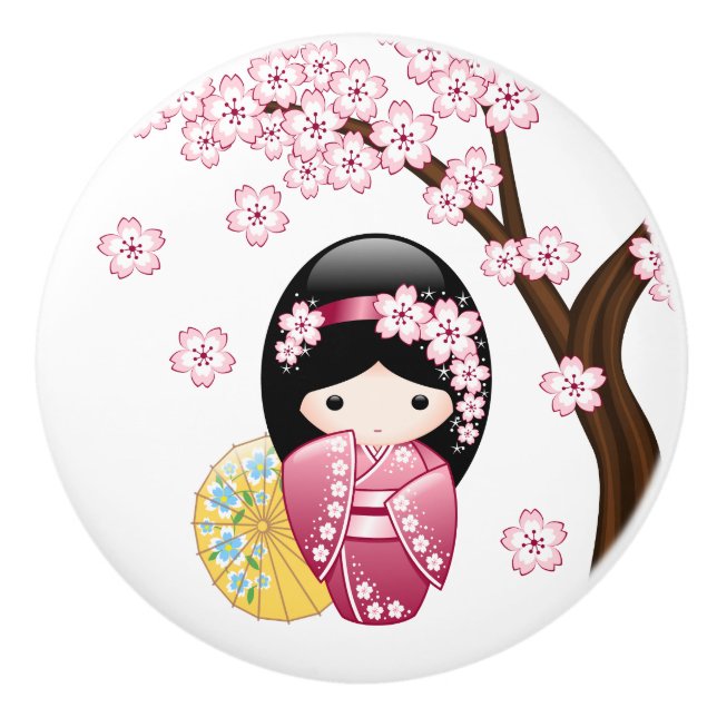 Vår Kokeshi-docka - Söt japansk geishaflicka Knopp (Framsidan)