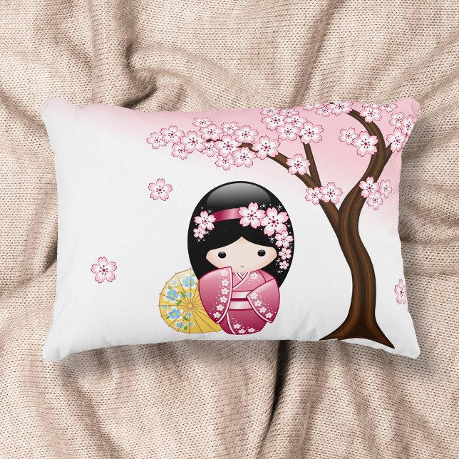 Vår Kokeshi-docka - Söt japansk geishaflicka Prydnadskudde (Skapare uppladdad)