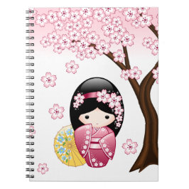 Vår Kokeshi Doll - Cute Japansk Geisha Girl Anteckningsbok
