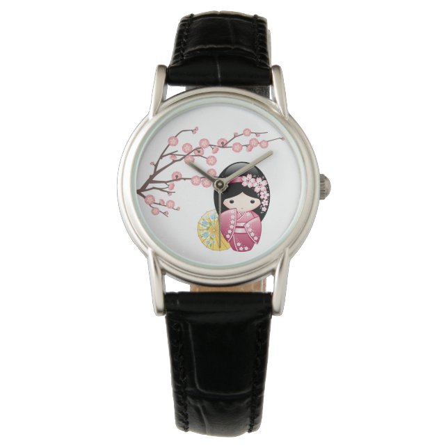 Vår Kokeshi Doll - Cute Japansk Geisha Girl Armbandsur (Framsida)