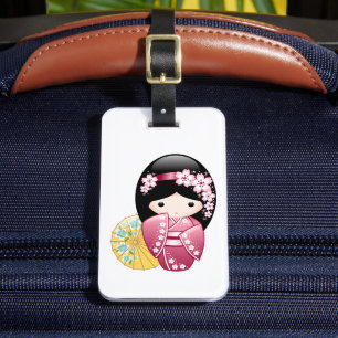 Vår Kokeshi Doll - Cute Japansk Geisha Girl Bagagebricka