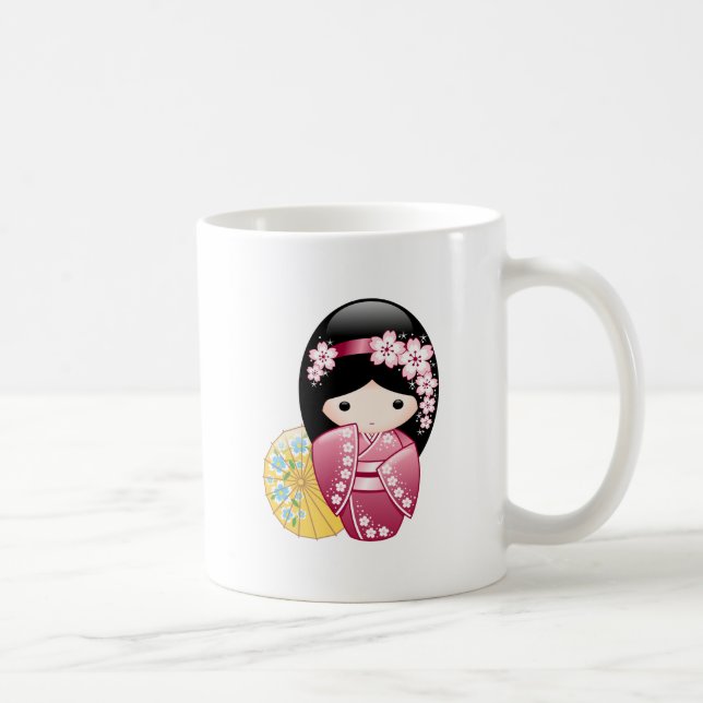 Vår Kokeshi Doll - Cute Japansk Geisha Girl Co Kaffemugg (Höger)