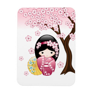 Vår Kokeshi Doll - Cute Japansk Geisha Girl Magnet