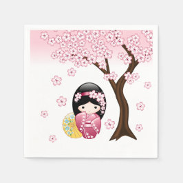 Vår Kokeshi Doll - Cute Japansk Geisha Girl Pappersservett
