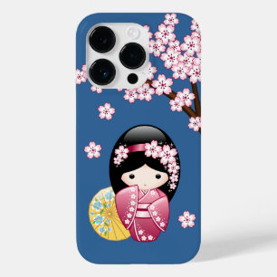 Vår Kokeshi Doll - Cute Japansk Geisha på Blue
