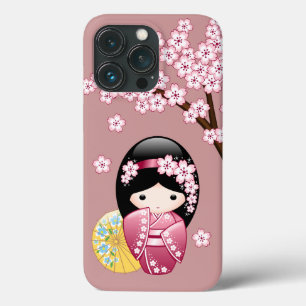 Vår Kokeshi Doll - Cute Japansk Geisha på Rosan