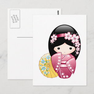 Vår Kokeshi Doll - Japansk Geisha Girl Vykort