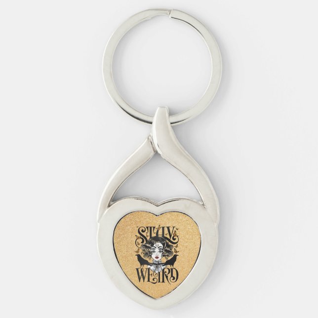 Var Konstig Twisted Heart Silverfärgad Nyckelring (Framsidan)