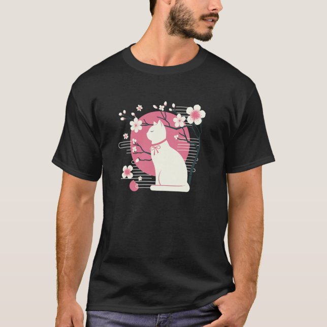 Vår Körsbärsblom, Sakura med söt katt T Shirt (Framsida)