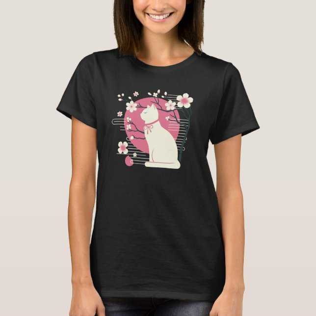 Vår Körsbärsblom, Sakura med söt katt T Shirt (Framsida)