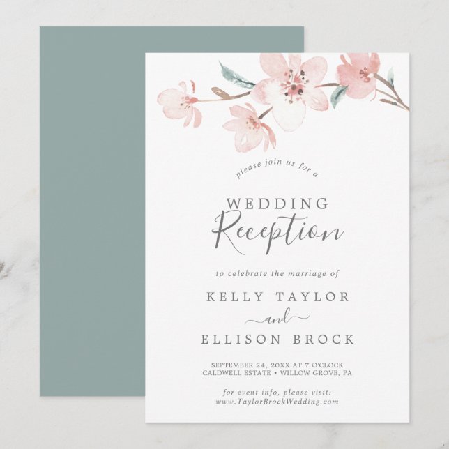 Vår Körsbärsblom Weddingfirande Inbjudningar (Fram/baksida)