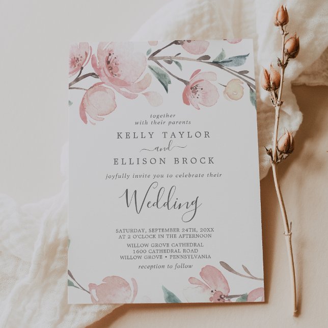 Vår Körsbärsblom Weddinginbjudan Inbjudningar (Spring Cherry Blossom Wedding Invitation)