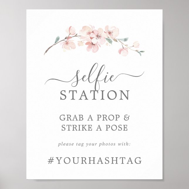 Vår Körsbärsblomning Selfie Station Hashtagskylt Poster (Framsidan)