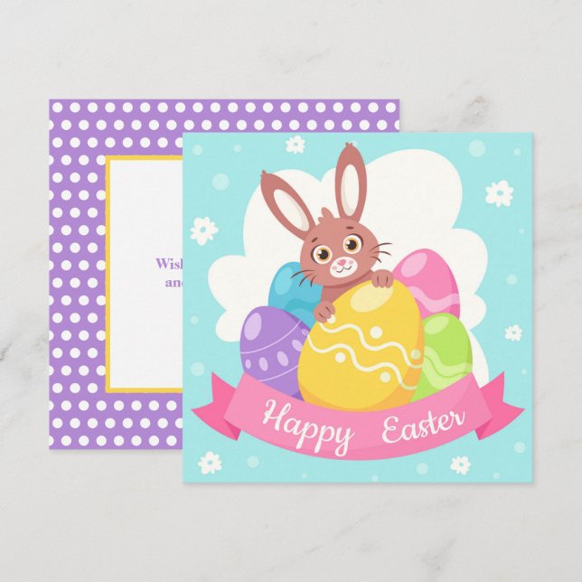 Vår-kort för påskhare (Fram/baksida)