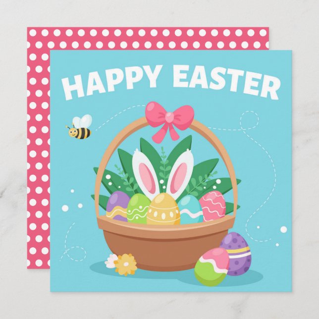 Vår-kort för påskhare (Fram/baksida)