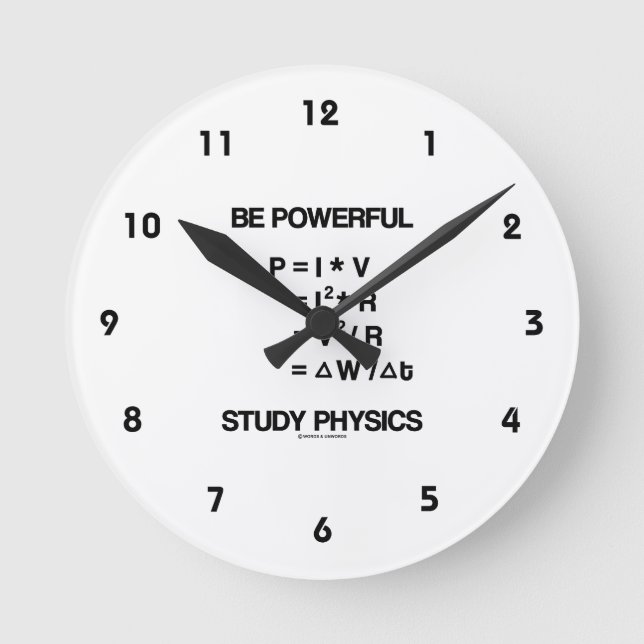 Var kraftfull (Power Equations) Study Physics Rund Klocka (Framsida)