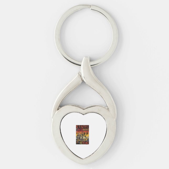 Var kraftfull vacker lysande Halloween svamp Twisted Heart Silverfärgad Nyckelring (Framsidan)