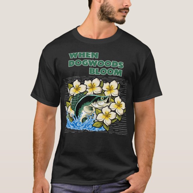 Vår Krågfiskefiske Dogwoods Blommar T Shirt (Framsida)